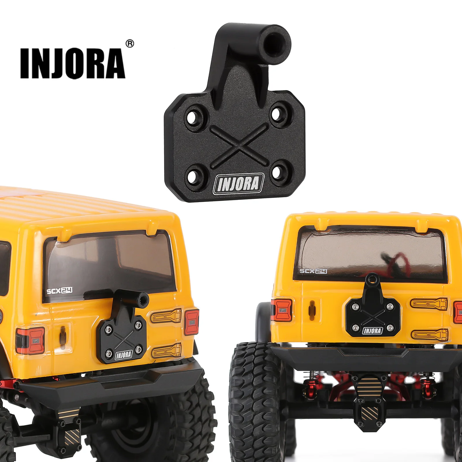 INJORA CNC Aluminum Spare Tire Carrier Wheel Mount for 1/24 RC Crawler Axial SCX24 Jeep Wrangler JLU AXI00002 Upgrade Parts