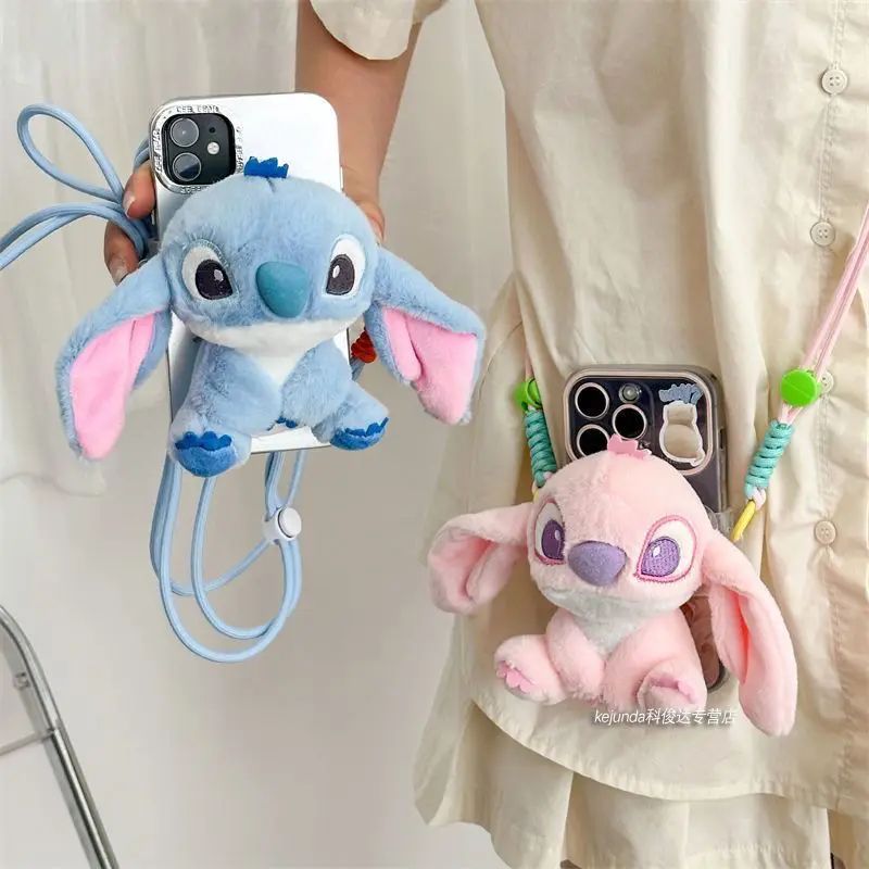 Disney-Lilo e clipe traseiro destacável para telefone móvel Stitch, boneca Stitch criativa, cordão anti-queda, presente fofo para estudante, diagonal, novo