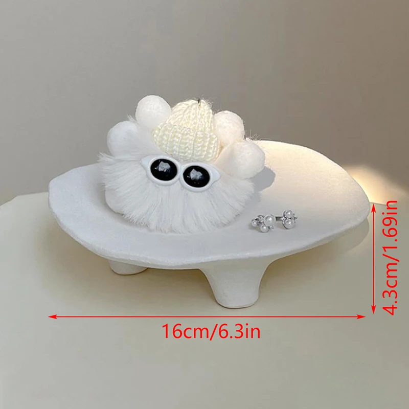 صينية مجوهرات سيراميك إبداعية متعددة الوظائف مع صينية ملحقات سطح المكتب بيضاوية ذات تصميم فني فريد من نوعه بثلاثة أرجل #6