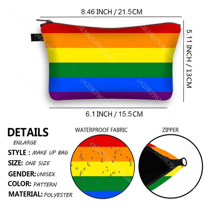 Cute Rainbow Print Cosmetic Bag Women Fashion Makeup Bags Teenager Girls Cosmetic Case Female Toiletries Organizer Small Clutch