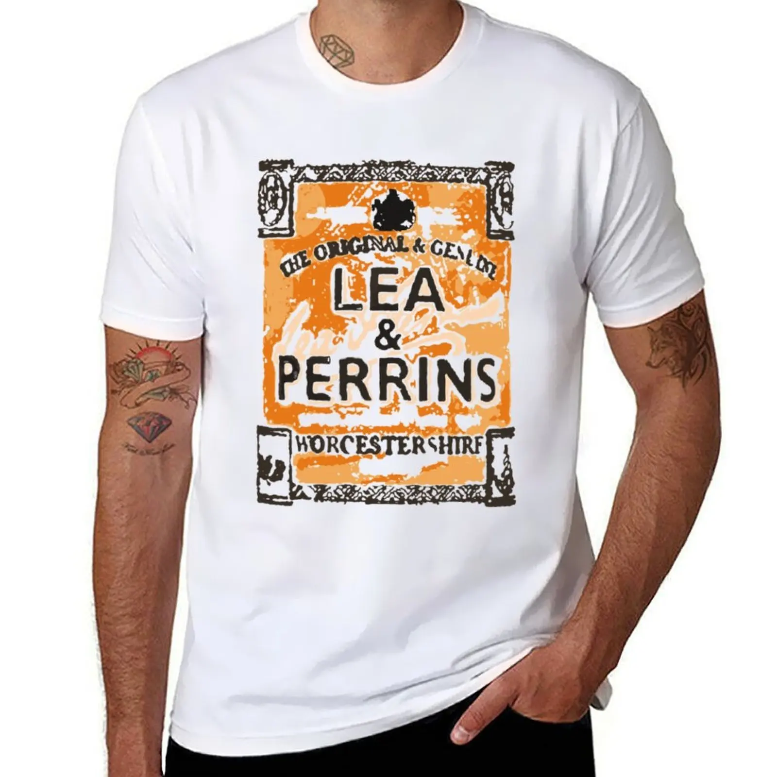 Camiseta con etiqueta de salsa de Lea & Perrins Worcestershire, camisetas gráficas para hombre, camiseta esencial