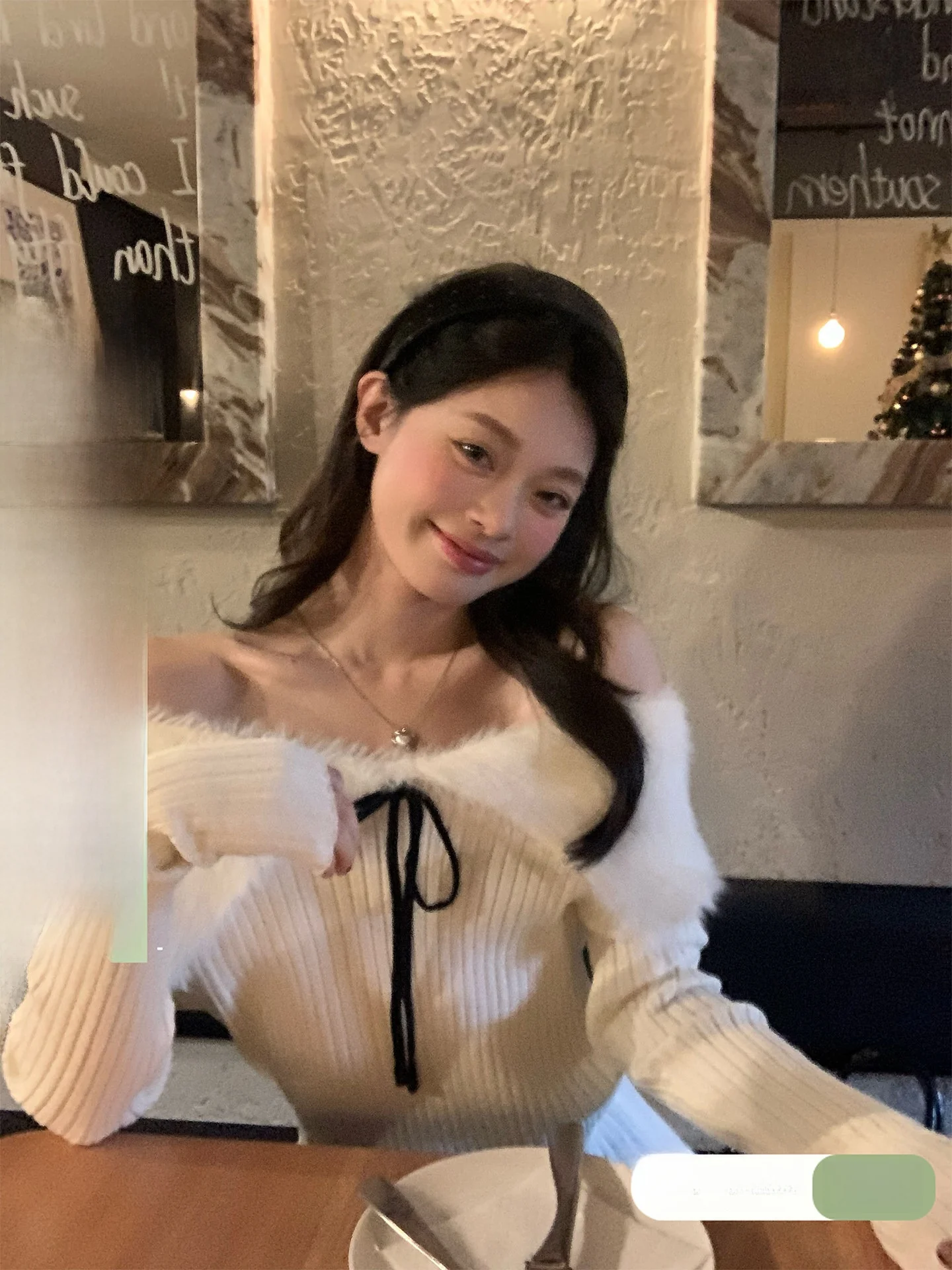 

Song Zhengen White Knitted Knot One oulder Long Sve Women's Sweater Spring Korean Sle Slimming Top