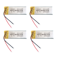 4 PCS 3.7V 250mAh Lipo Lithium Polymer Rechargeable Battery 301645 For Bluetooth Pen Smart Watch MID Headset Headphon Video Pen