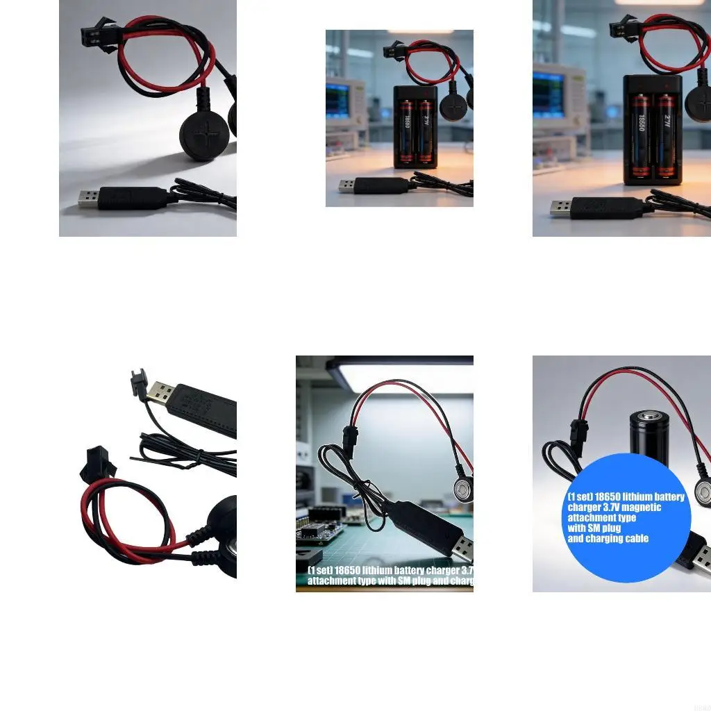 Stable Charging Cable Small Electronics Device PVC Texture Suitable for 18650 Batteries with Plug and Flexible 50cm Length H8WD
