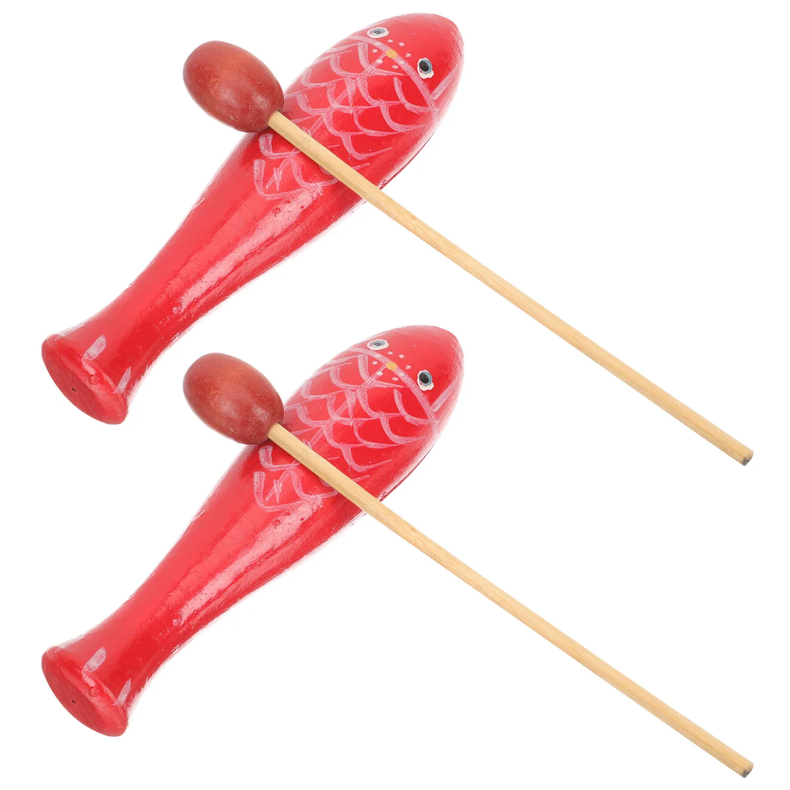 

2 Pairs Wooden Fish Musical Instruments for Baby Kids Percussion Educational Preschool Toys Natural Wood Traditional