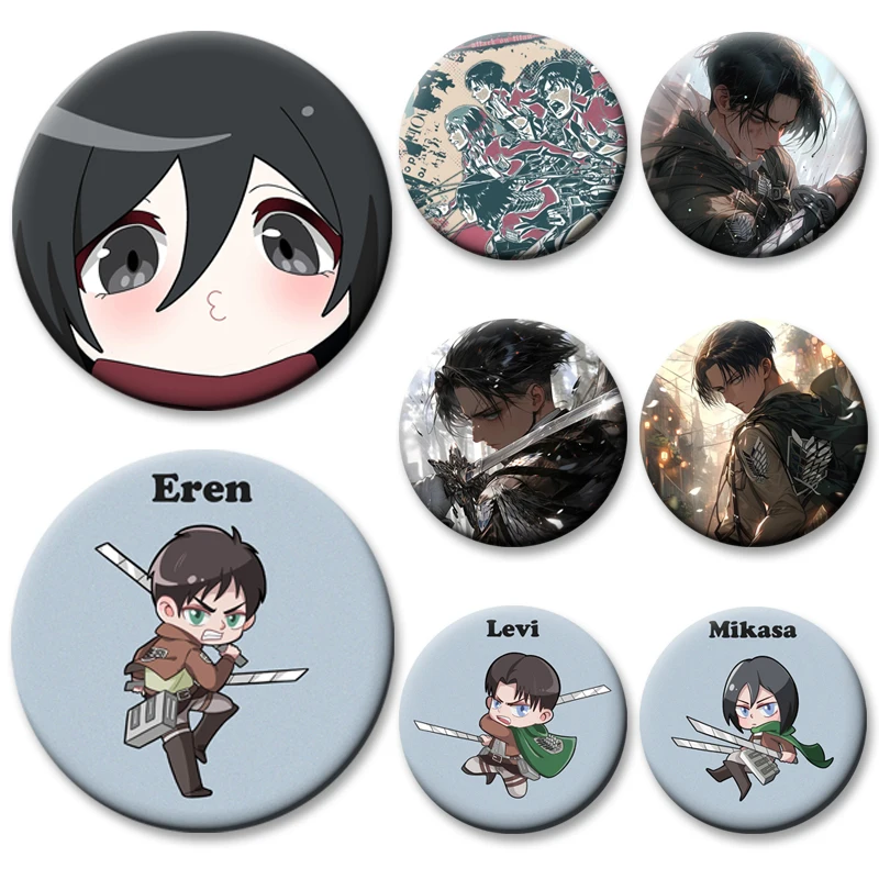 Anime Attack on Titan Badge Eren Levi Armin Arlert Erwin Lapel Pins Handmade Cartoon Brooches Daily Stylish Ornament Accessories