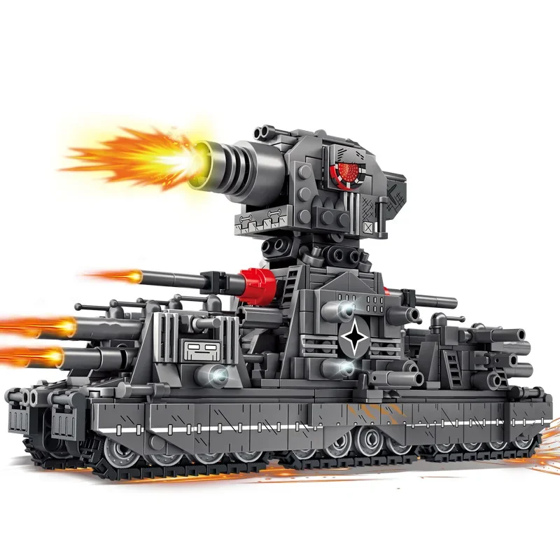 WW2 Technology Military Tank Model Building Blocks Toy Set Rotating Turret Army KV44/99 DIY Vehicle Bricks Toy for Boy Gifts