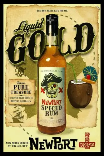 Newport Spiced Rum Advert Vintage Retro Style Metal Sign, pub bar mancave shed sign