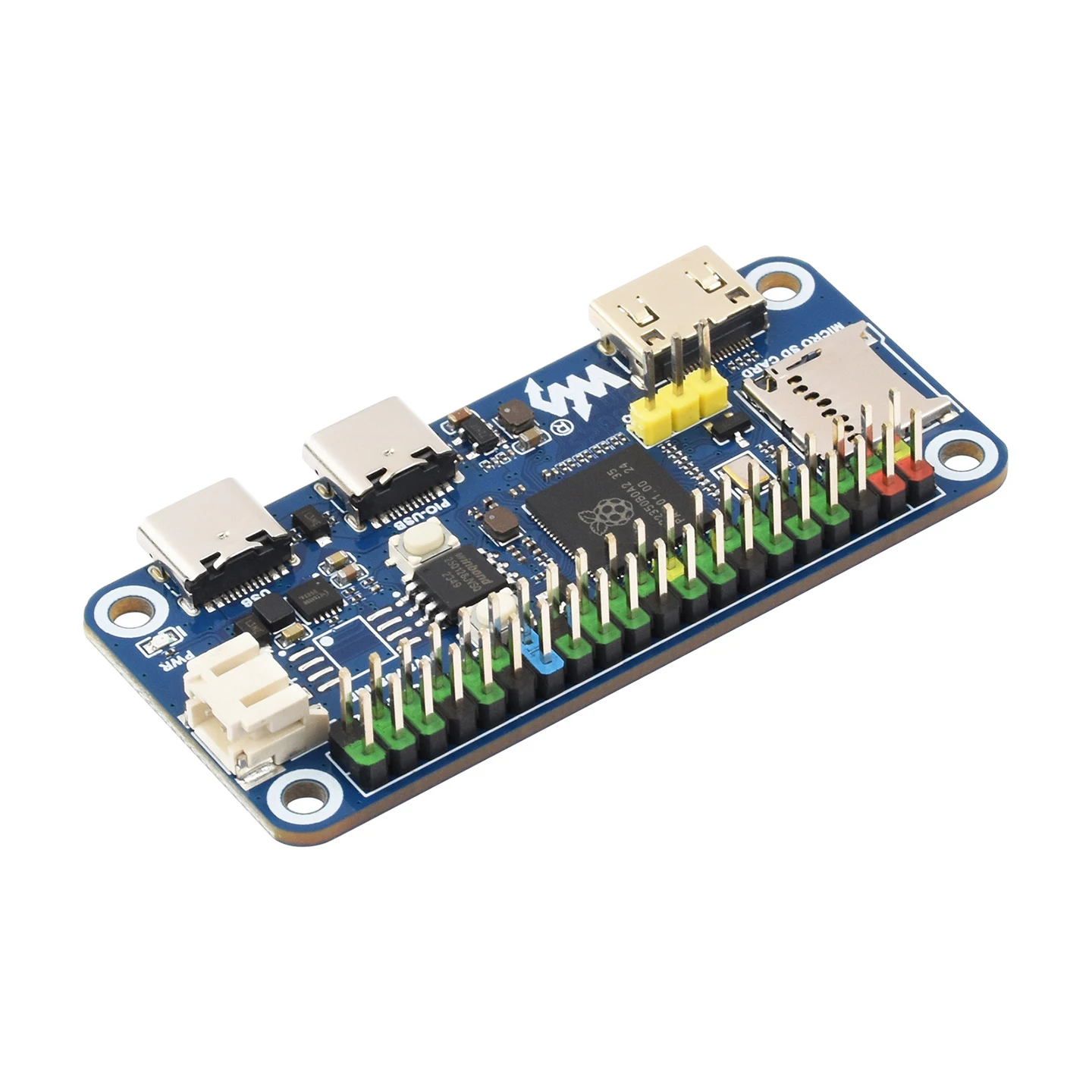 Waveshare RP2350-PiZero Development Board Base On Raspberry Pi Pico 2 RP2350 Microcontroller 520KB SRAM 16MB Flash DVI PIO-USB