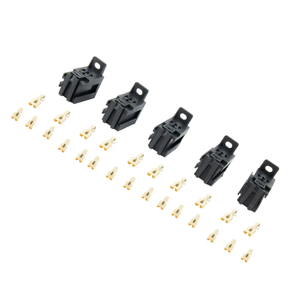 5pcs Relay Sockets 12V/24V Car With 25pcs Copper Terminals 35*35*35mm Plastic and Metal 60AMP Automotive Hot 2018