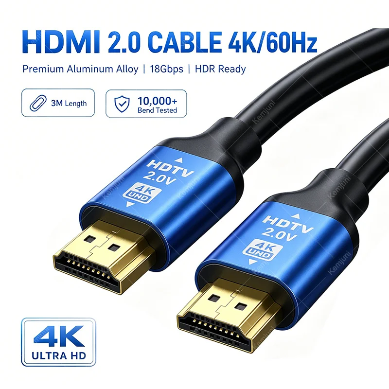 

HDMI Cable HD 4K 60HZ 2K 144HZ Synchronous Audio and Video Transmission HDMI 2.0 Connection Cable 10M/20M HDMI Compatible Cable