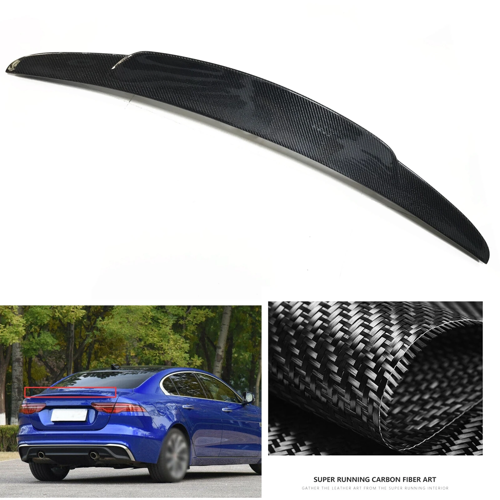 

Carbon Fiber Car Rear Trunk Spoiler Upper Roof Wing Tailgate Lid Decklid Flap Trim Splitter Lip For Jaguar XE XEL 2013-2020