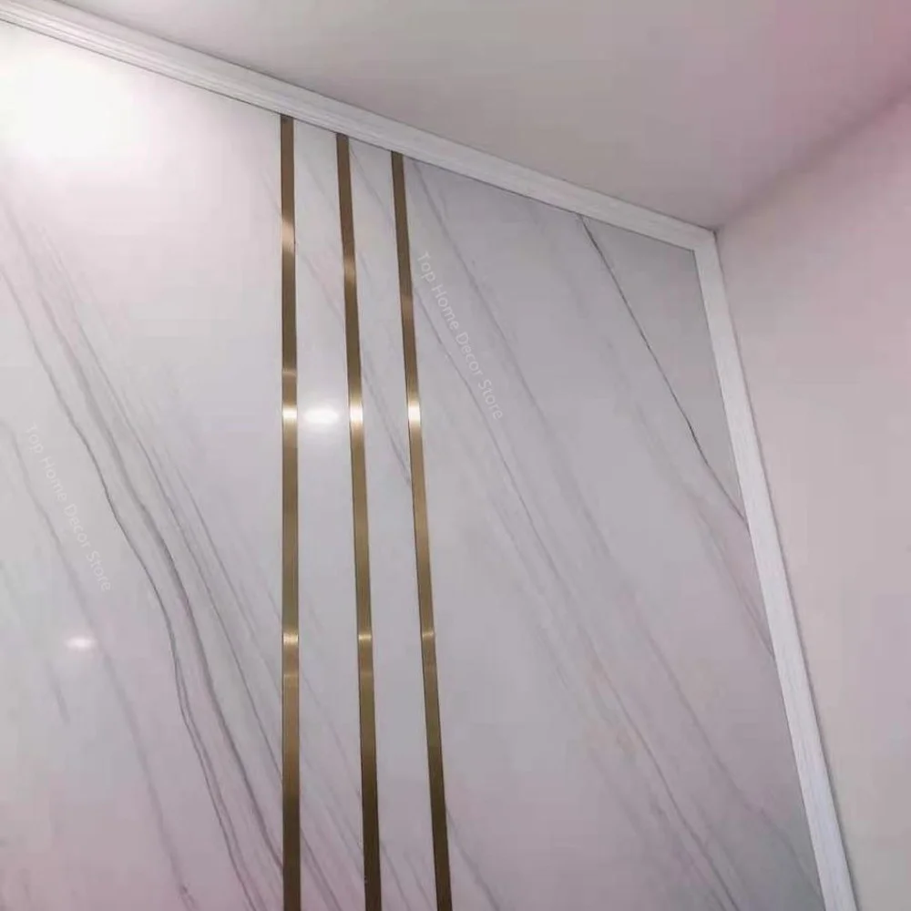 5M Stainless Steel Flat Decor Line Gold Mirror Wall Sticker for Background Wall Ceiling Edge Strip Living Room Home Decoration