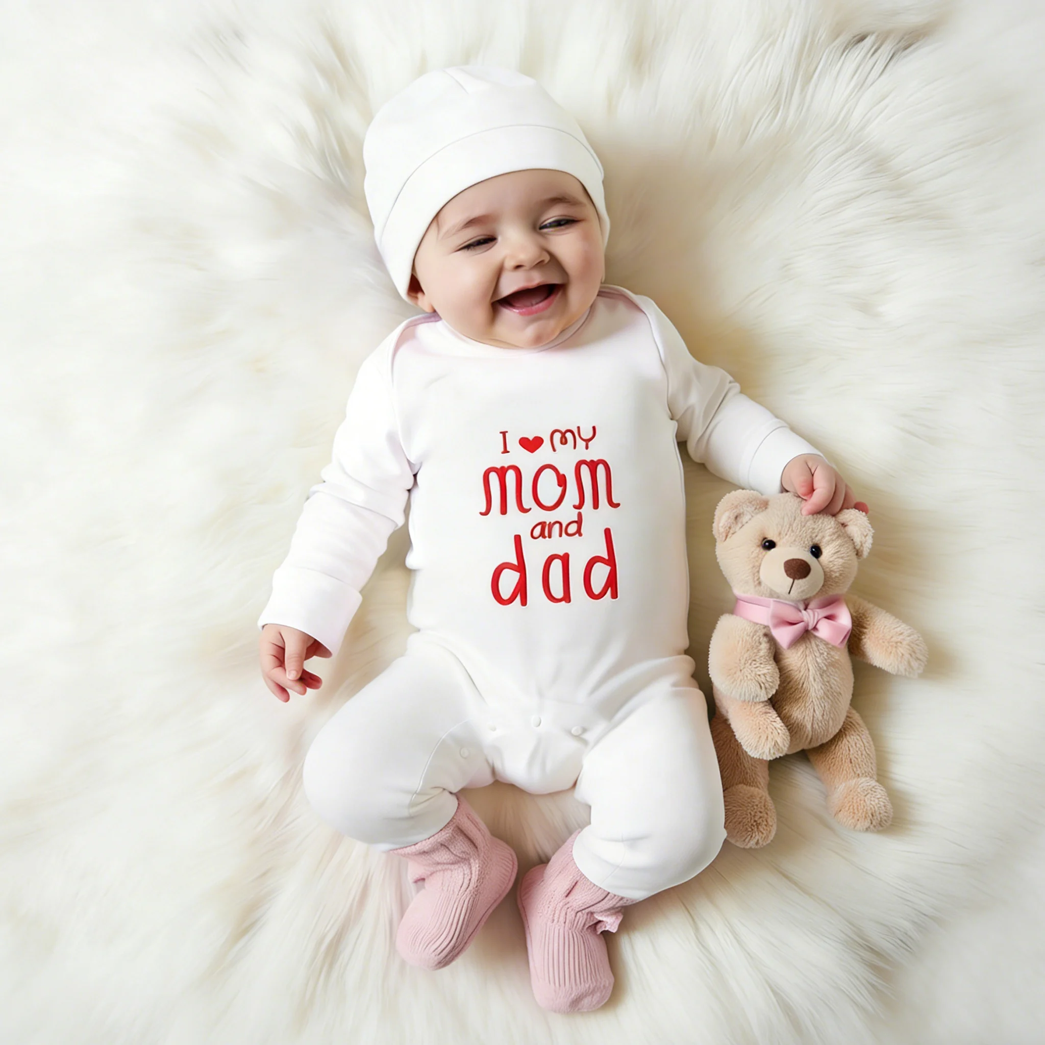 Ylsteed Newborn Photography Bodysuit Toddler Baby With Button Long Sleeves Romper Letter Print Jumpsui Hat Coming Home Outfit-HD
