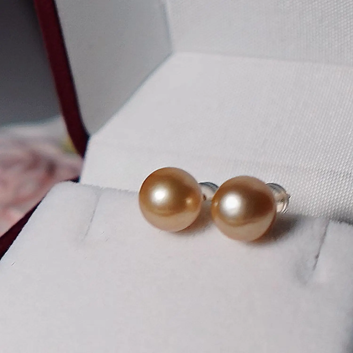 

Simplified Pearl Earrings AAAA8-9mm Natural South Sea Round Gold Pearl Earrings 925s