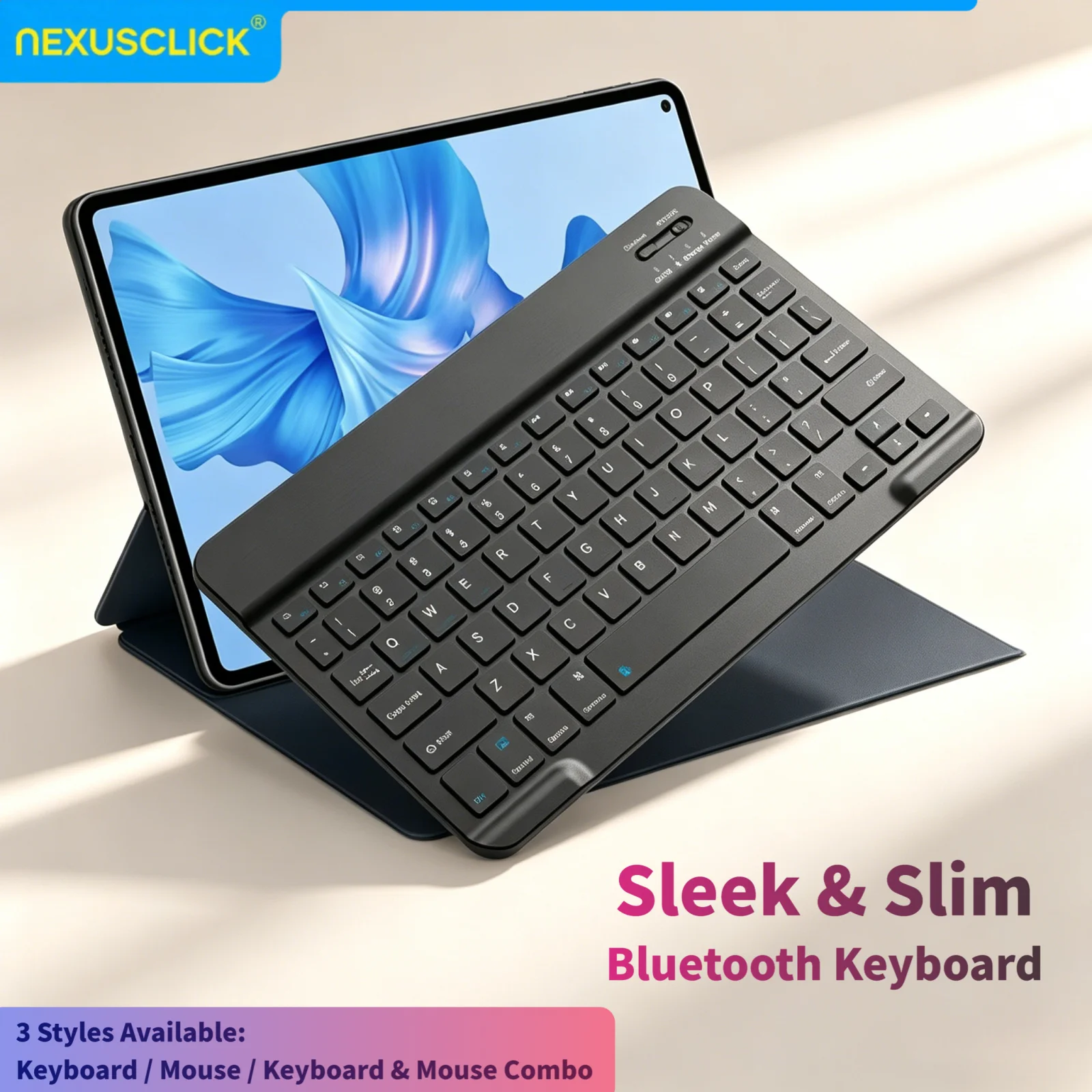 NexusClick Wireless Bluetooth Keyboard Compatible with iPad 10th Generation iPad Pro All Sizes PC Samsung Xiaomi Android Tablets