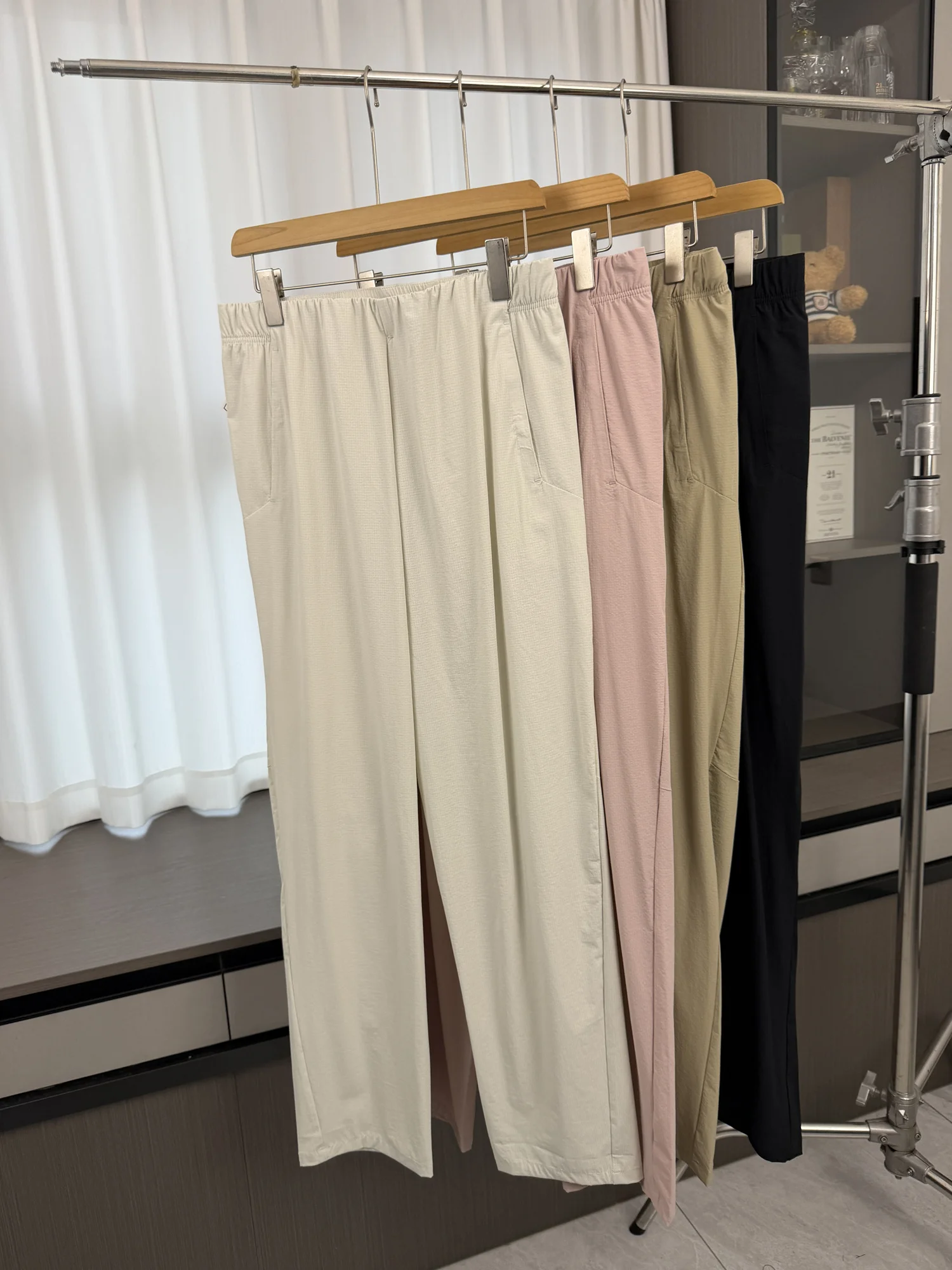 Quick Dry Elastic Waist Casual Pants Unisex Four Way Stretch Breathable Comfortable Spring Summer Loose Fit Straight Leg Pants