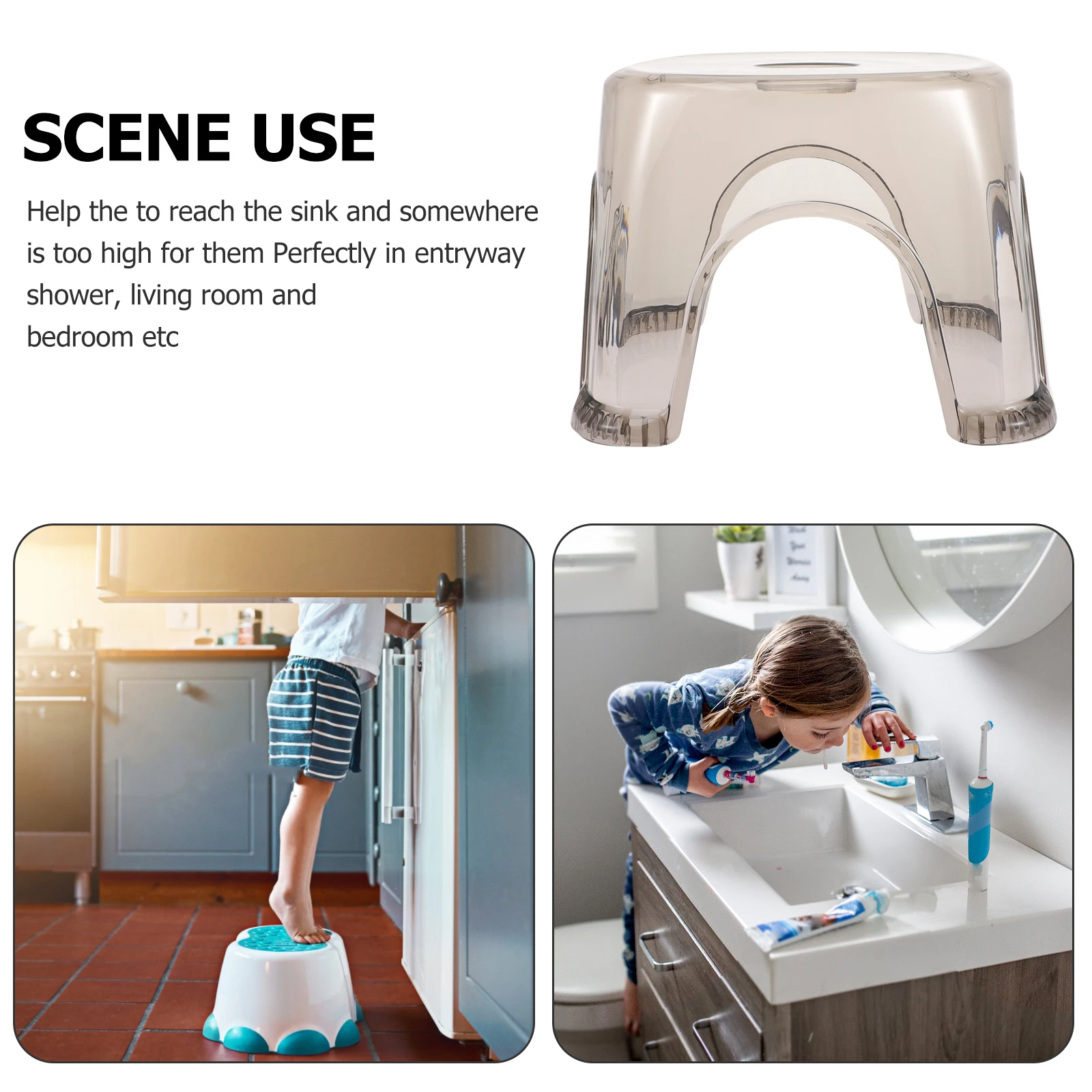 

2Pcs Kids Plastic Step Stool Household Small Foot Stool Lightweight Non-Slip Sturdy for Bathroom Living Room Stools for Kids