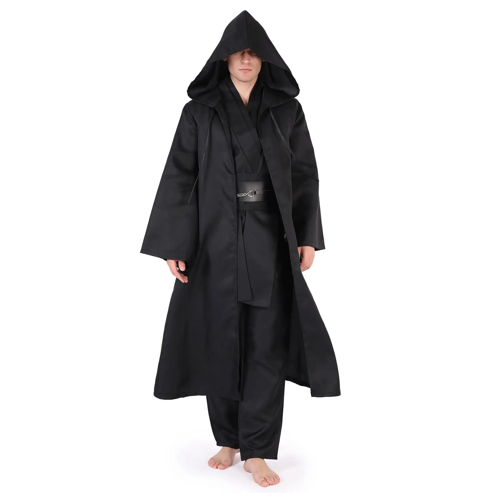 

Adult Jedi Costume Men Tunic Hooded Robes Medieval Fancy Dress Halloween Cosplay Masquerade Party Costume Full Set