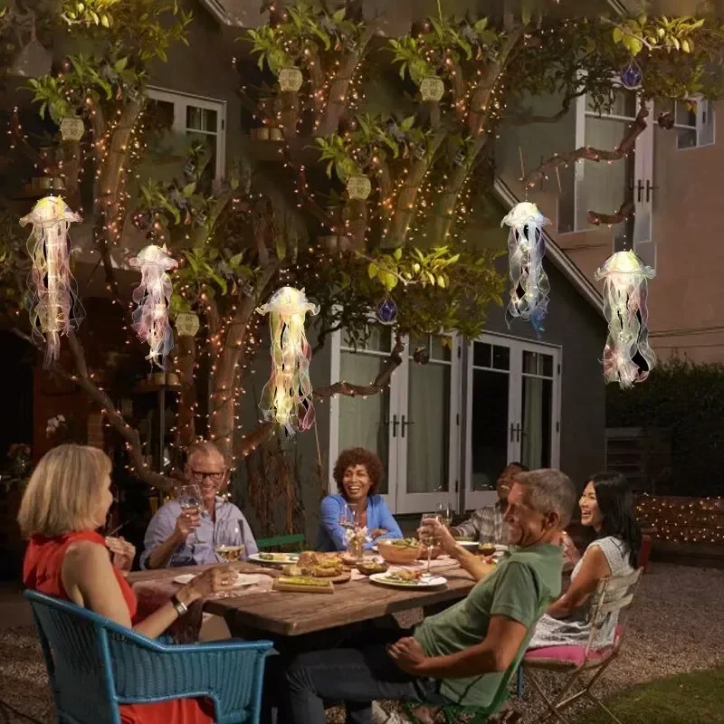 Gradient Jellyfish Light Decoration LED Light Festival Pendant Courtyard Lighting Handmade Light