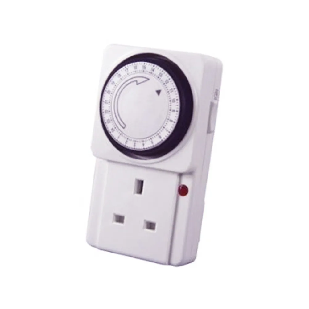 Plug in 24 Hour Uk Socket Timer Mechanical Timer 48 on Off Programs Energy Saving Security Timeswitch for Lamps Fans