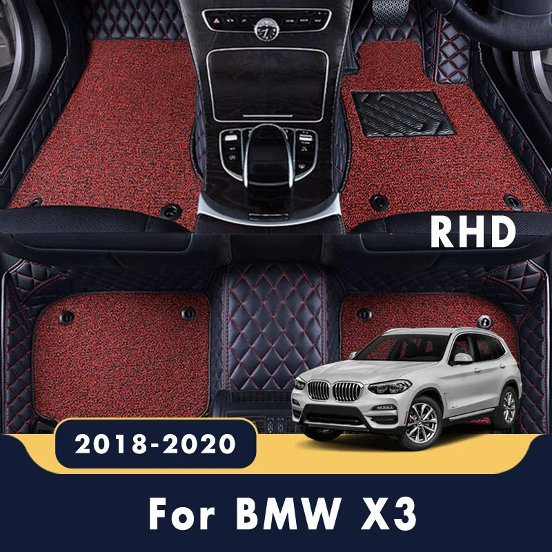 

RHD Luxury Double Layer Wire Loop Car Floor Mats For BMW X3 2022 2021 2020 2019 2018 Carpets Interior Accessories Styling Rugs