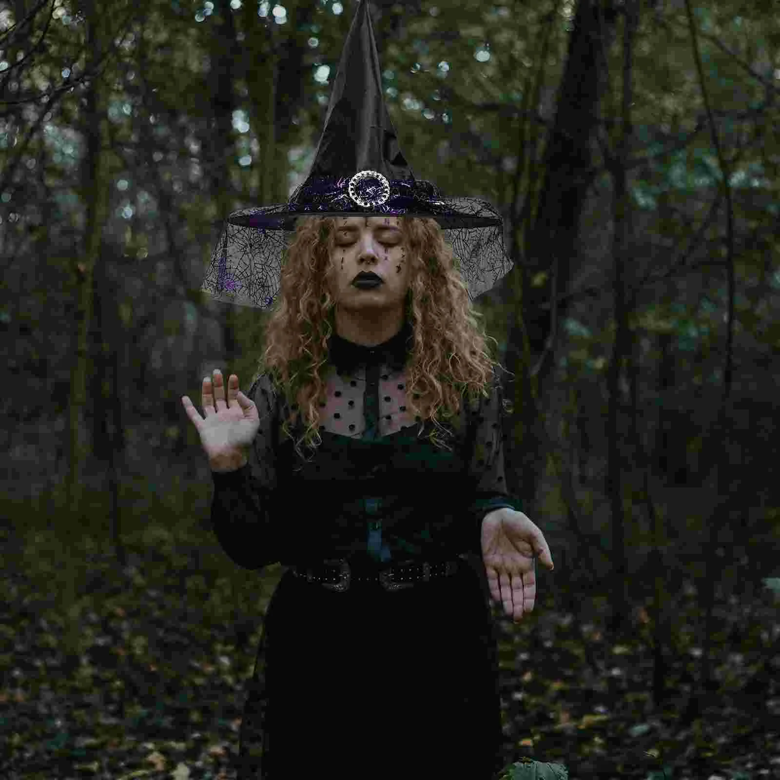 Chapeau de Sorcière d'Halloween en Polyester pour Homme et Femme, Accessoires de Sorcier, Décorations de ix, Amusant