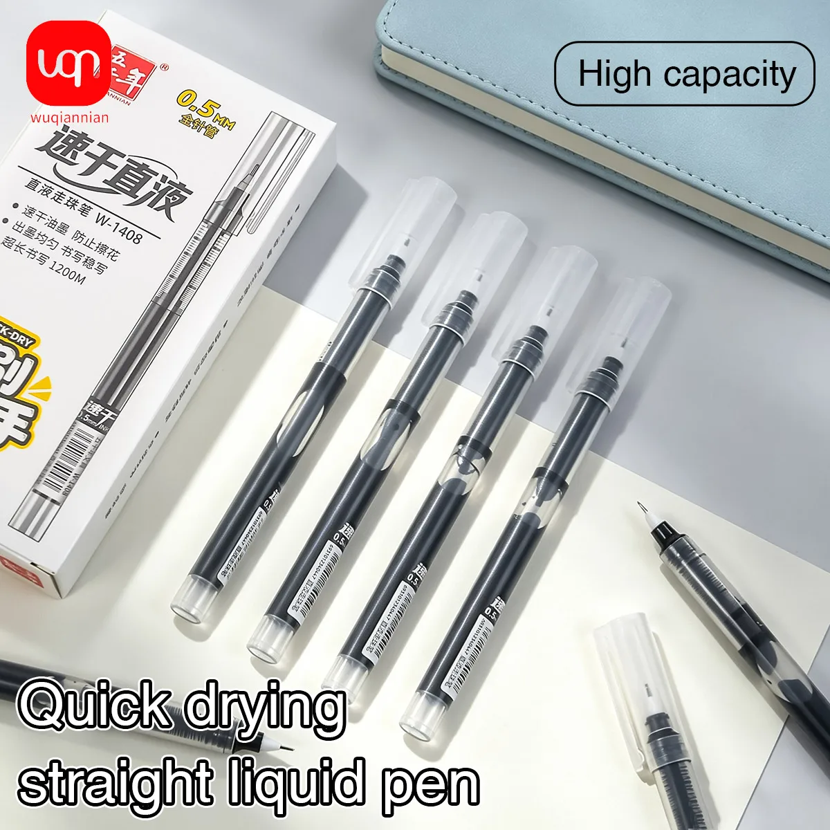 0.5mm Quick-Dry Liquid Rollerball Pen with Large Ink Capacity, Smooth Writing, Full Needle Tip, Multi-Color Ink, Office Supplies
