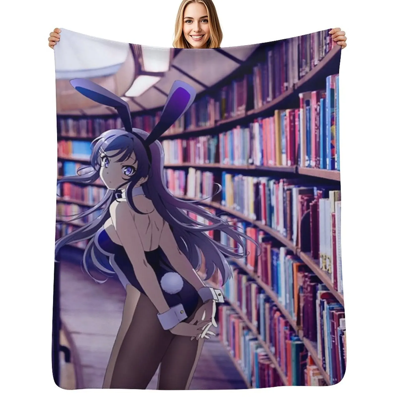 

Mai Sakurajima Throw Blanket Outdoor Soft Blanket for Picnic Beach Camping