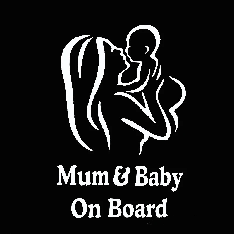 Warining Mum and Baby on Board Safety Car Stickers Creative Figure Styling Reflective Waterproof Paster Vinyl Decals,18cm*12cm