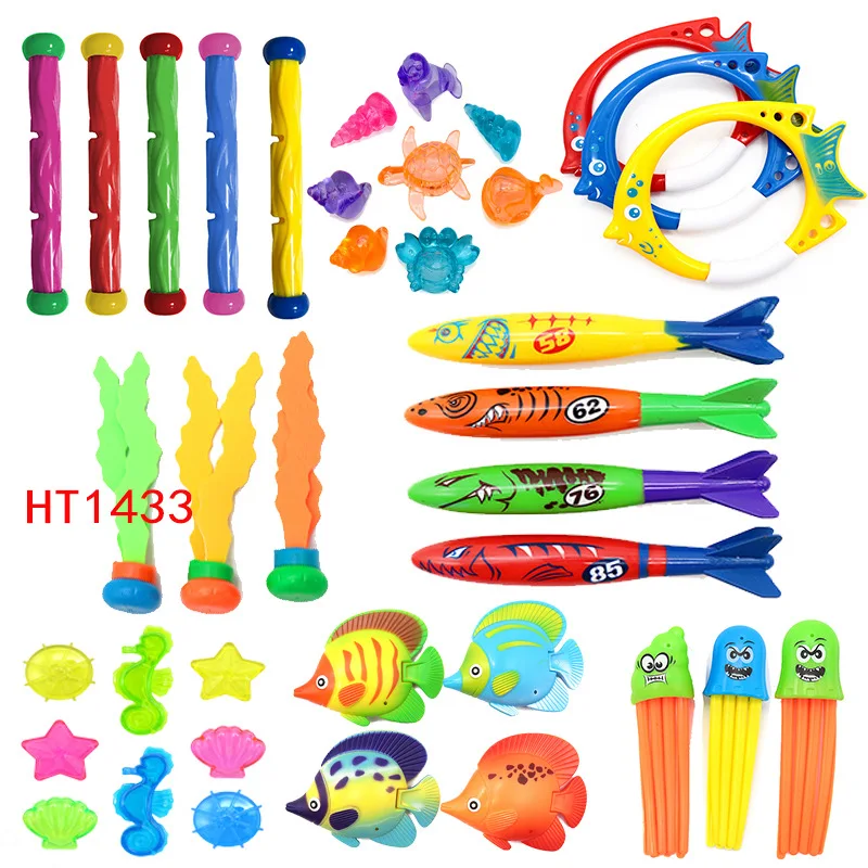 Diving Toys Set Swimming Pool Toys for Kids Diving Sticks Diving Rings Pirate Treasures Fish Toys Octopus Water Swim Bath Toys