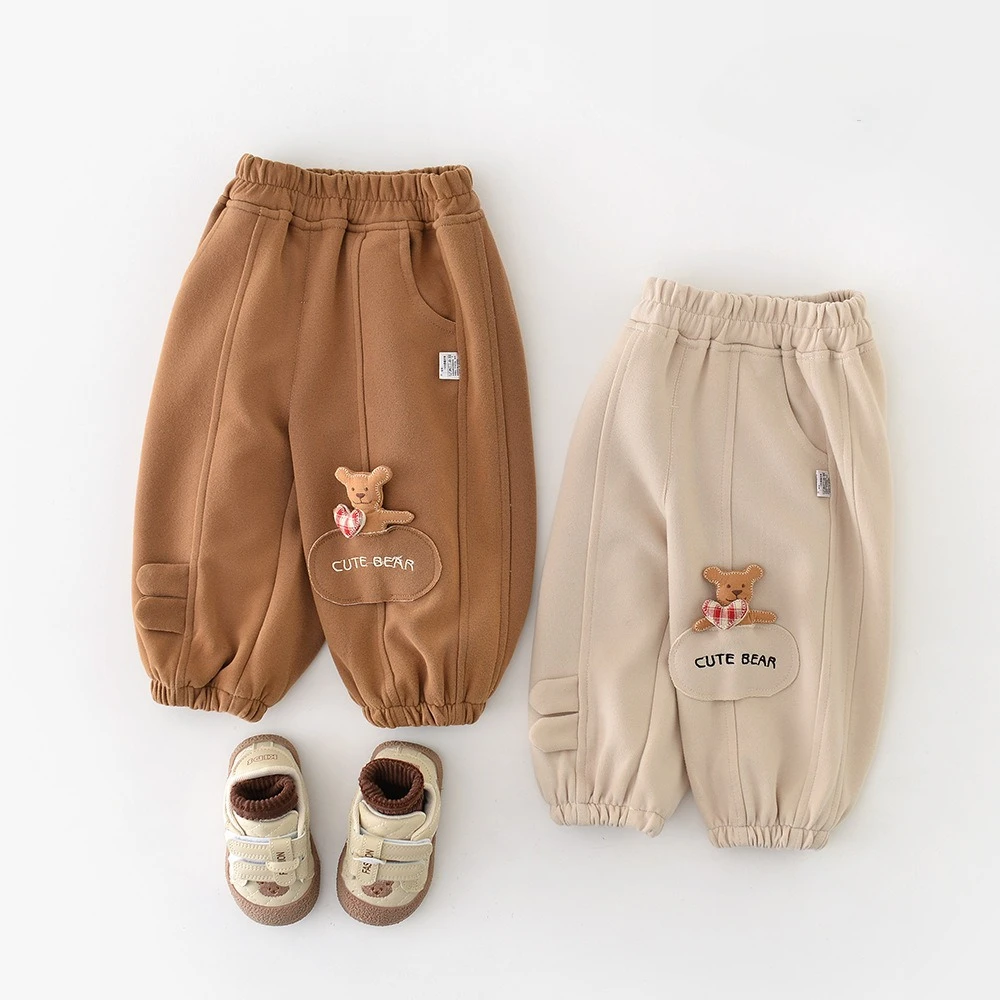 

Осенние детские штаны 2024, детские спортивные штаны с мультяшными фигурками и вышивкой букв, свободные брюки для маленьких мальчиков