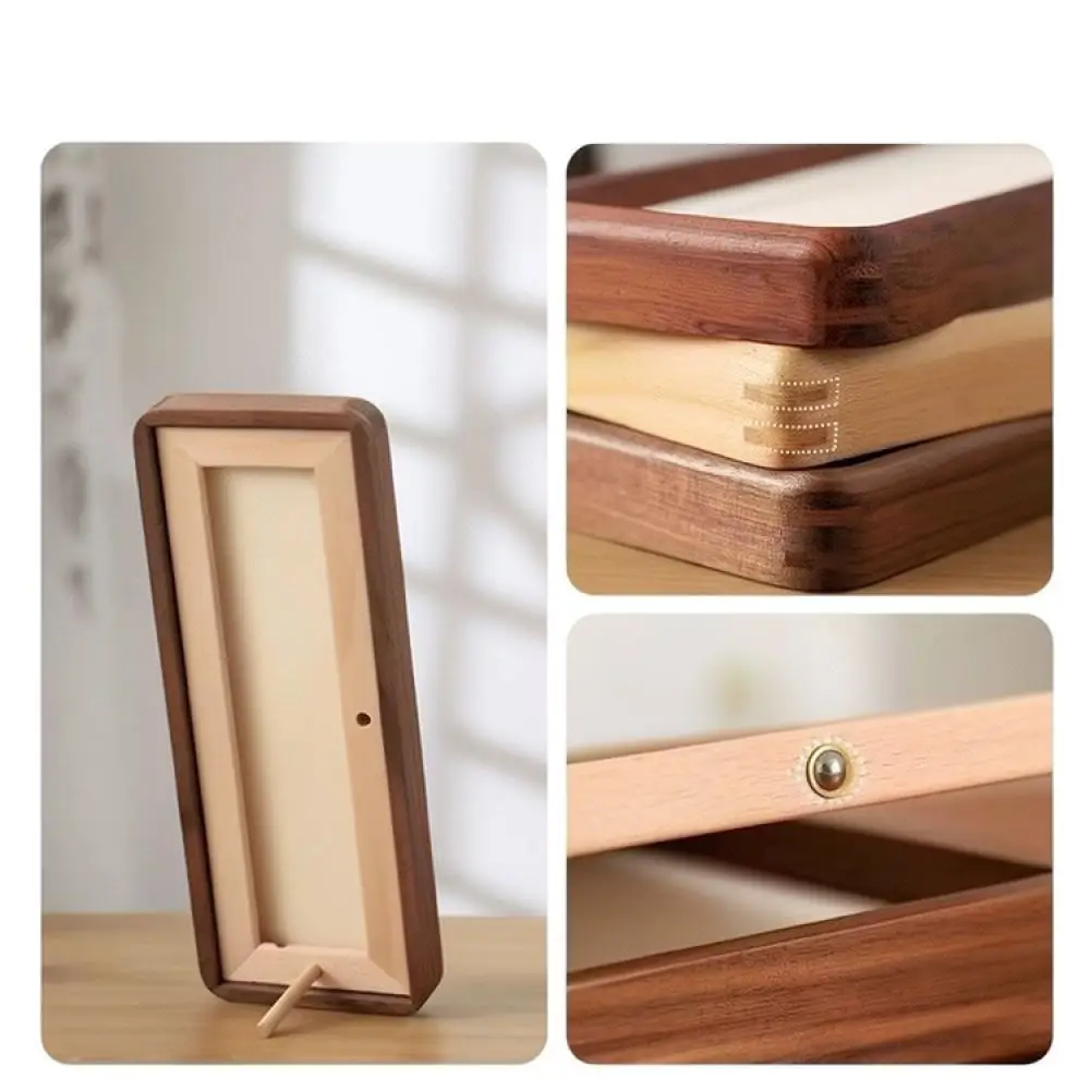 Creative Solid Wood Picture Frame Wall Organizer With Metal Hooks And Storage For Bedroom Living Room Wall Art Display