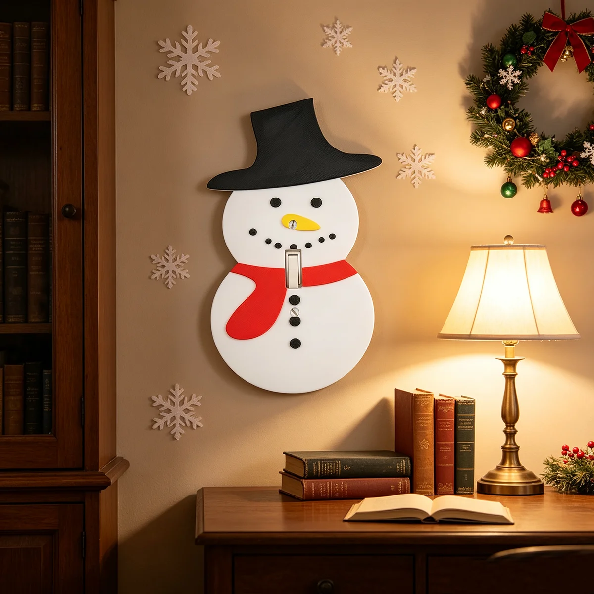 Cross-border Christmas Snowman Single Toggle Switch Plate Cute 3D Cartoon Holiday Wall Switch Decor Cover