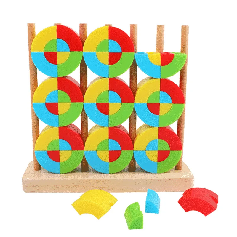  Montessori Shape Assembly Game Educational Fractional Learning Teaching Aids  Blocks Math Toys Geometric Stacking Toys