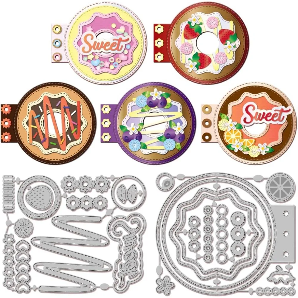 Schneideformen aus Kohlenstoffstahl mit Dessert-Motiv für DIY-Scrapbooking, Fotoalbum, dekorative Prägung, Papierkarten, Donut