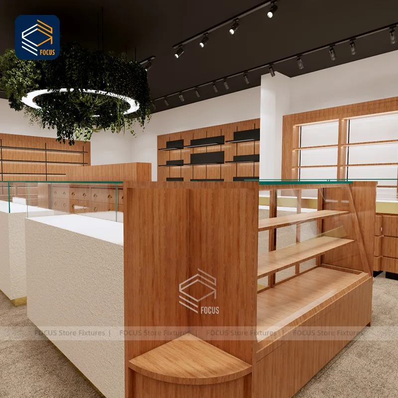 custom.Jewelry Shop Design Jewellery Showcase Wooden Jewelry Retail Display Racks