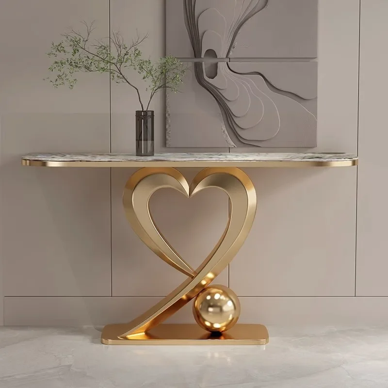 Italian light luxury rock slab entrance table Modern simple living room entrance platform Entry into the door corridor