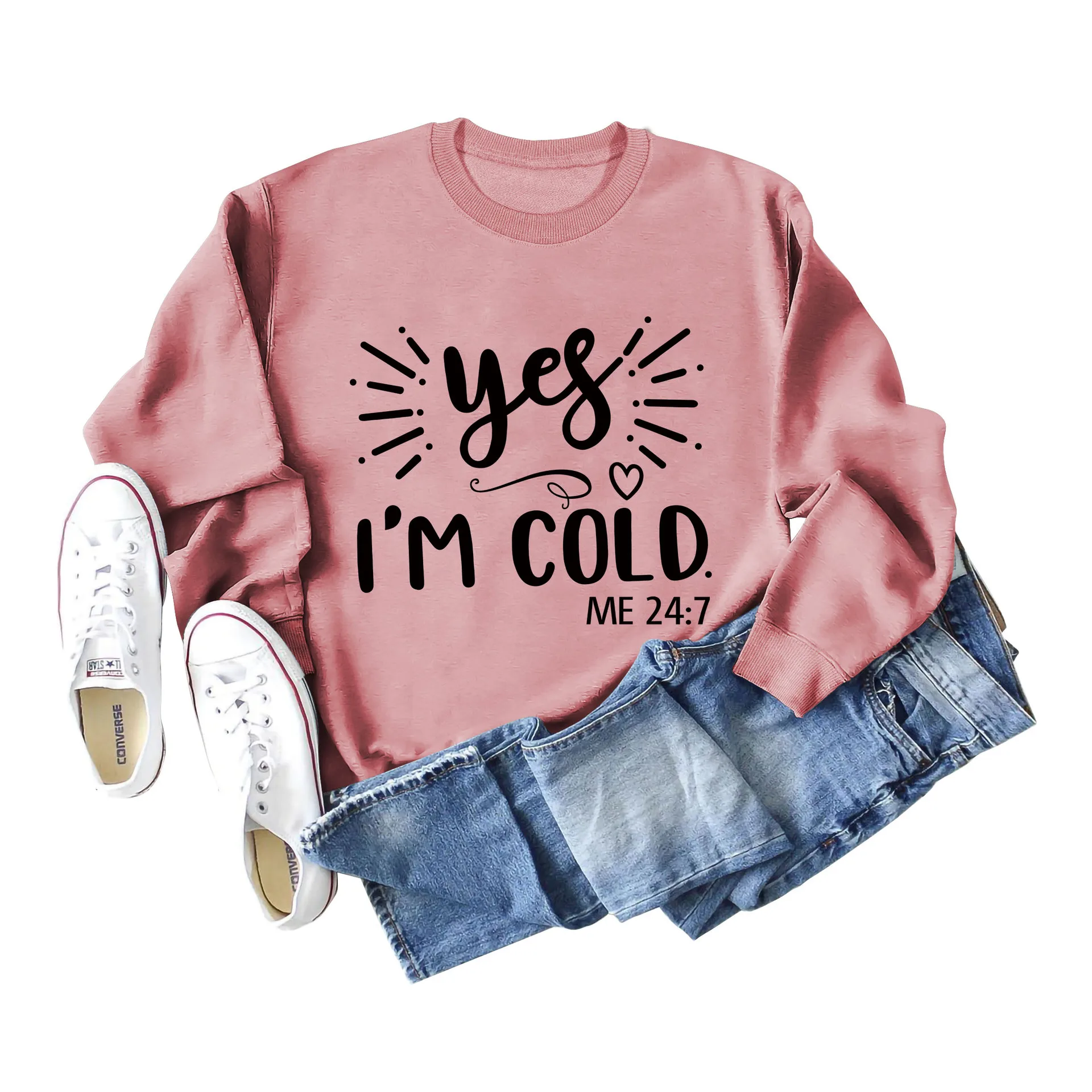 

Yes I'm Cold Love Letters Fashion Loose New Long-sleeved Sweater Women Aesthetic Top