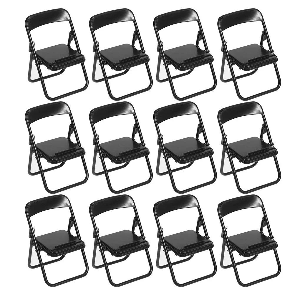 15 Pcs Folding Chair Miniature Model Cellphone Holder Prop Stand Desktop Bracket Furniture Micro Landscape Decor