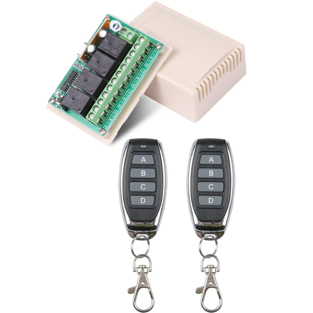 433 Mhz Draadloze Universele Afstandsbediening Schakelaar Dc 12V 4ch Rf Relay Ontvanger En Zender Voor Garage En Gate Controller Diy