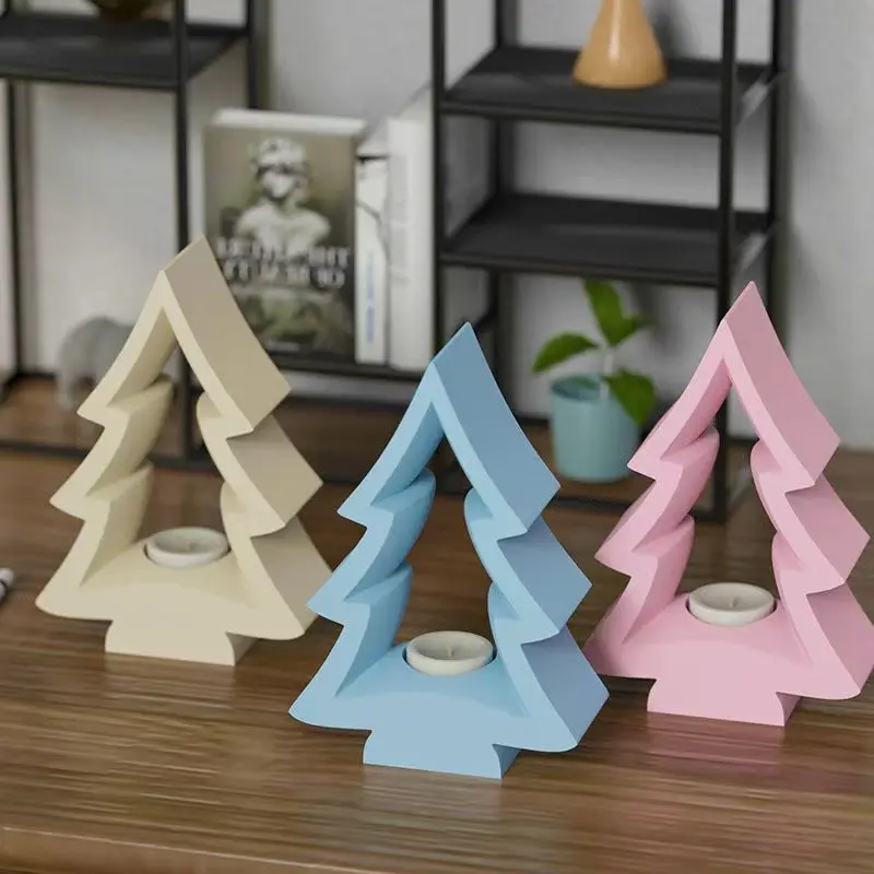 Large Christmas Tree Candle Holder Silicone Mold DIY Cement Gypsum Pouring Epoxy Resin Mold Home Decoration Crafts Ornaments