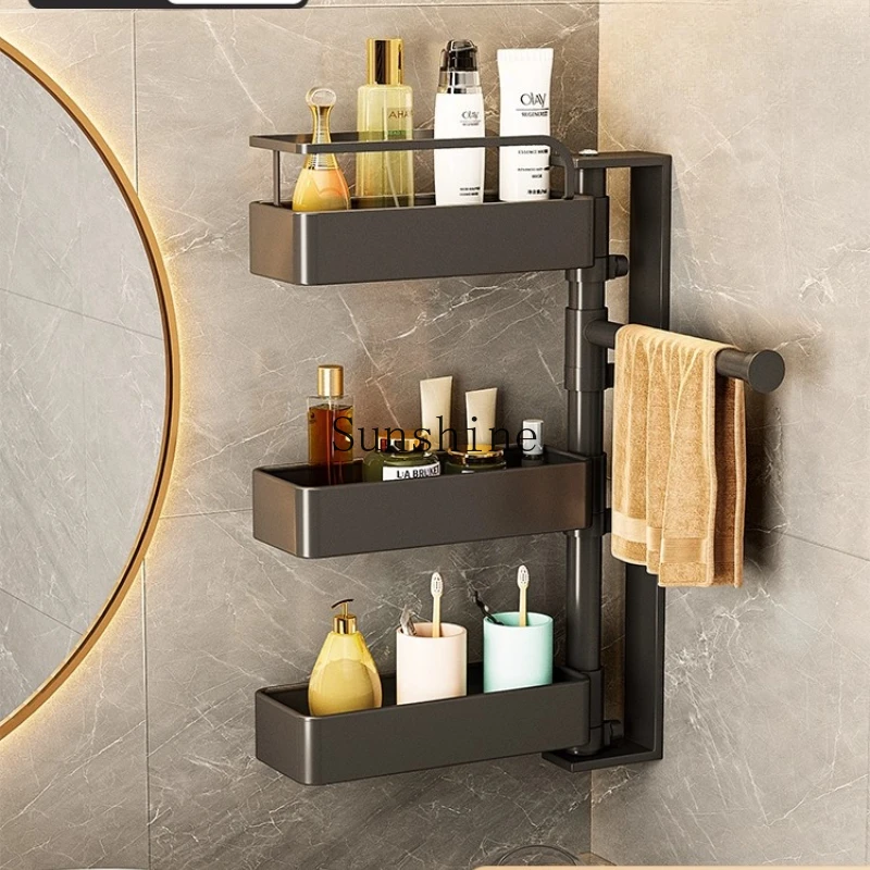 Toilet rack Bathroom rotating washstand Wall-mounted toilet supplies, triangular towel rack