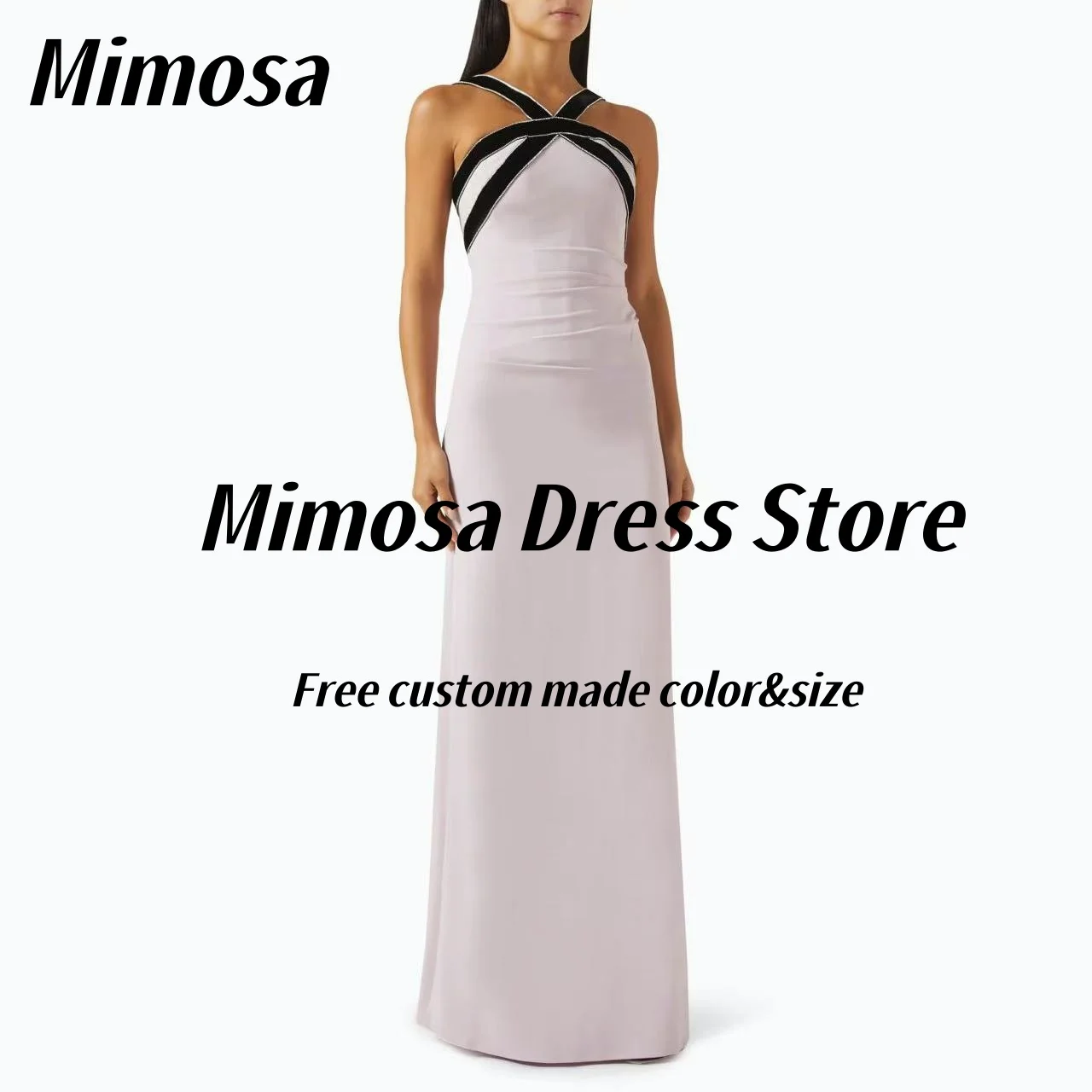 

Mimosa Prom Dresses 2025 Floor Length Sheath Evening Gowns Contrast Color Neckline Bespoke Party Women Wear Dress Customized