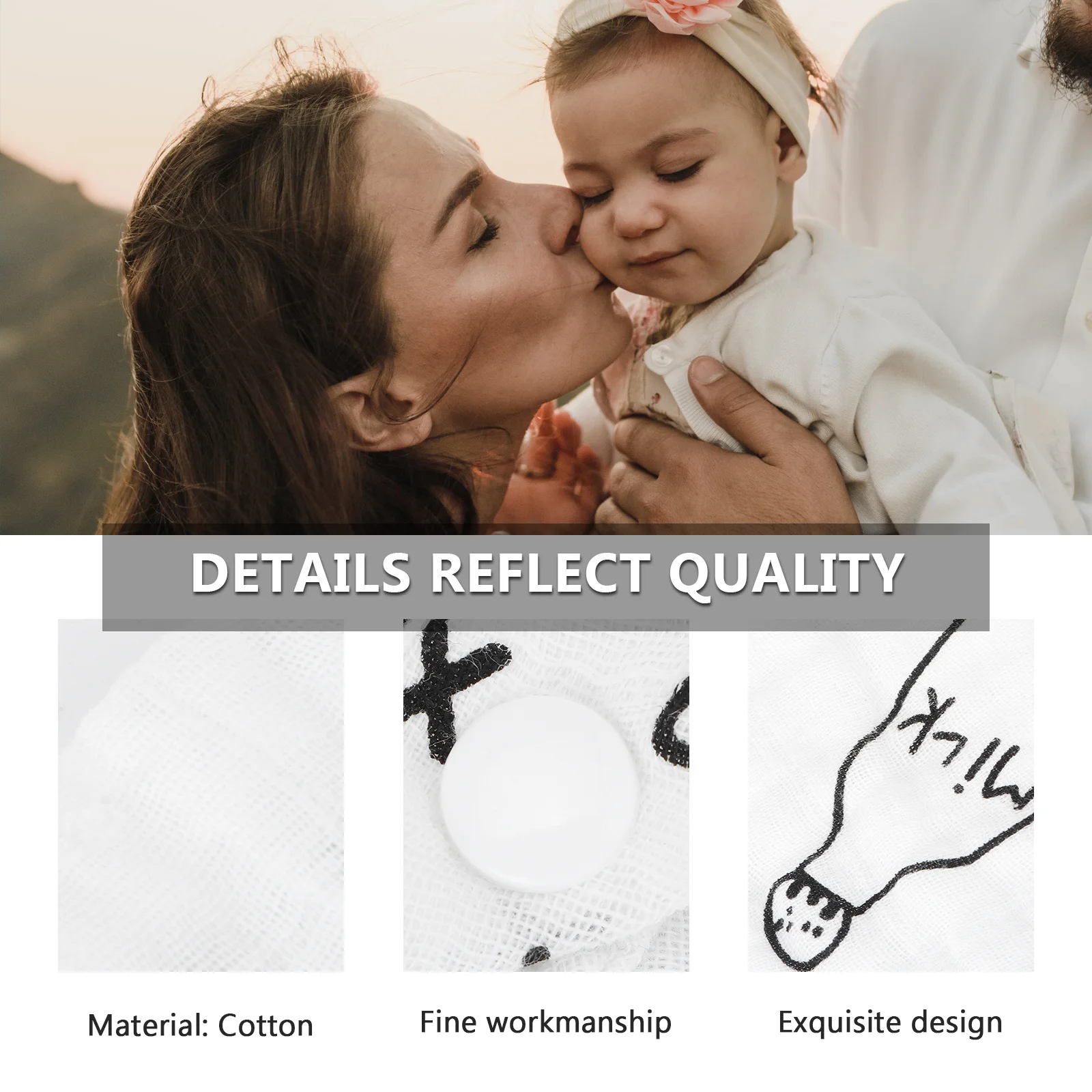 

2Pcs Baby Bibs Cotton Burp Clothes Densely Designed Excellent Breathability Sturdy Durable Easy to Use Care for Baby Health