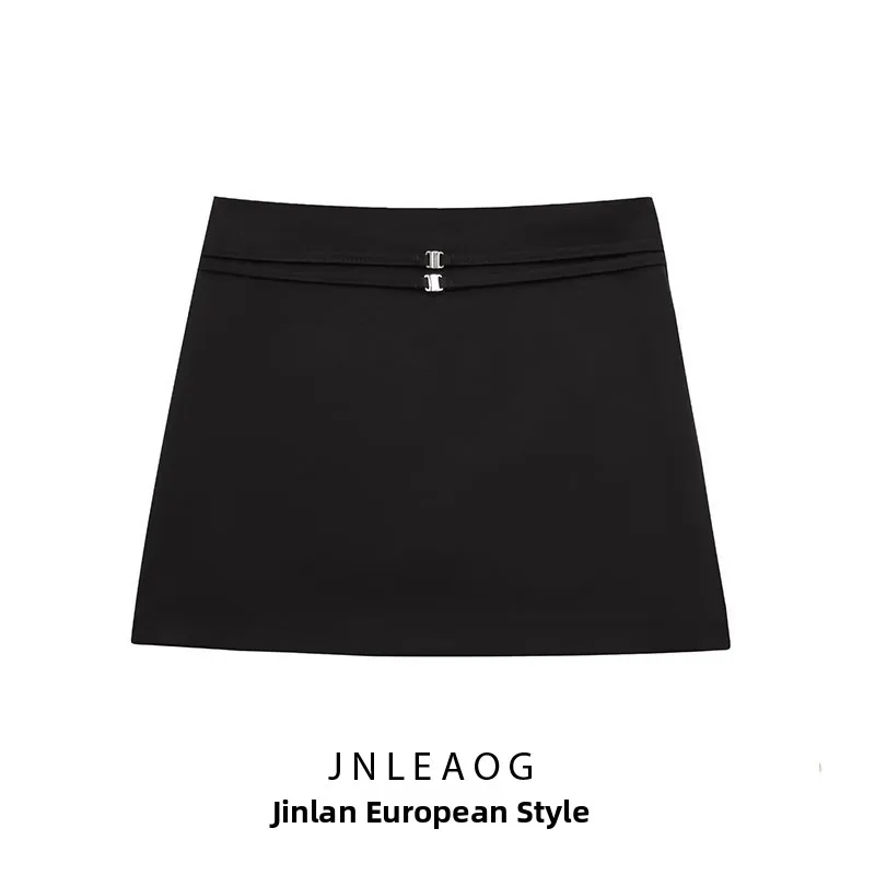 Faionable High Waist Skirt Pants with Belt Design Spring New Women's Clothing JNLEAOG Sli A-Line Slim Fit Polyester Fiber