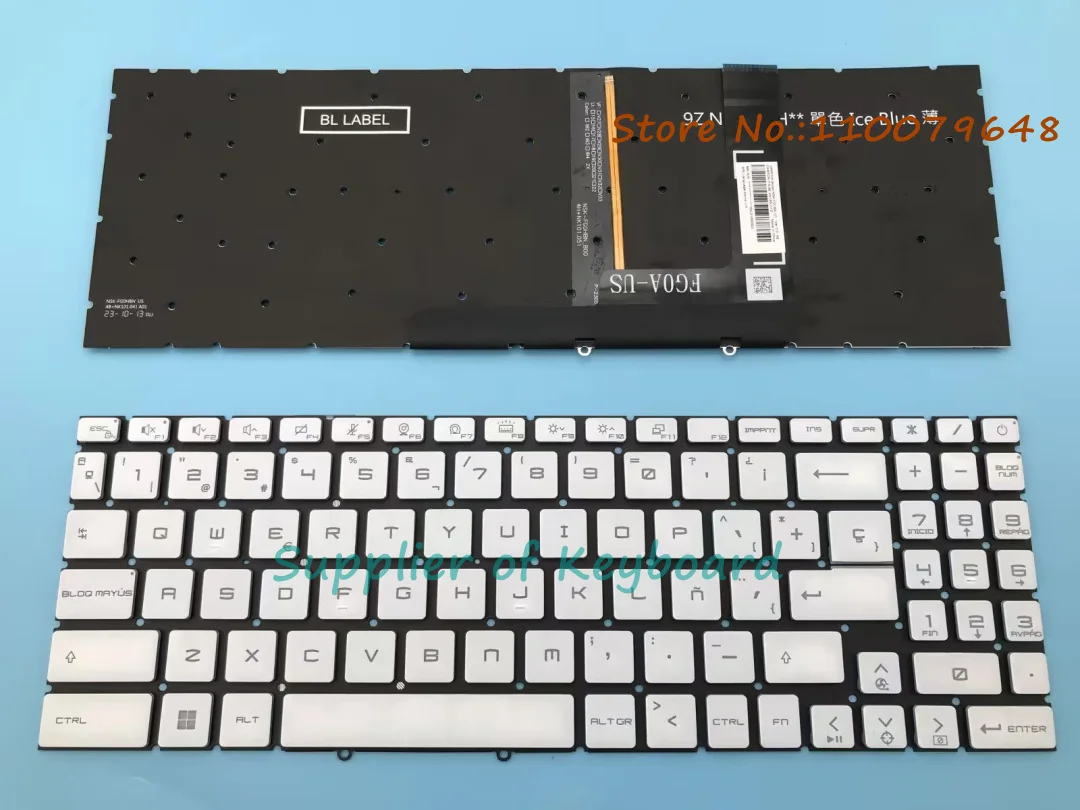 Imagem -02 - Teclado Portátil Inglês ou Latino Espanhol Retroiluminado Azul Msi Sword 15 A12uc A12ud A12ue A12ug A12ve A12vf A12vg A12vg Novo