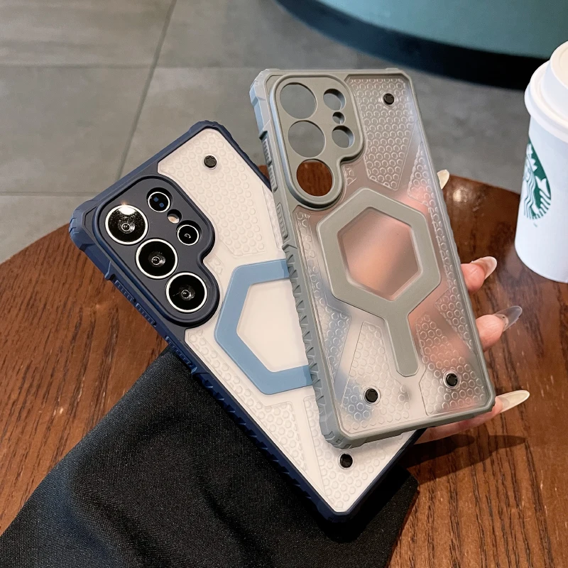 Funda para teléfono Magstfe con amortiguación de aire en las cuatro esquinas, inspirada en la tecnología, compatible con Samsung Galaxy S26 S23 S24 S25 Ultra Plus FE