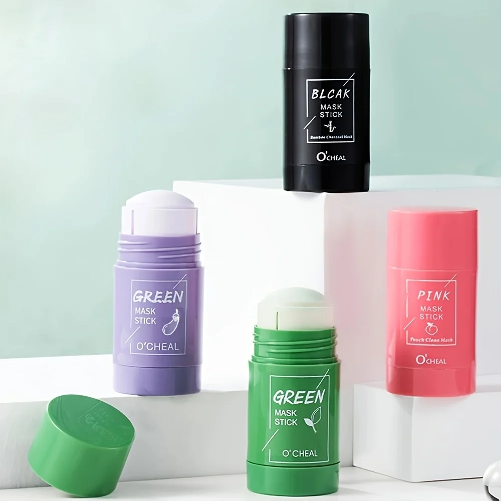Mascarilla facial de berenjena de té verde, palo de carbón de bambú, limpieza de poros, película de barro, hidratante, limpieza e hidratación