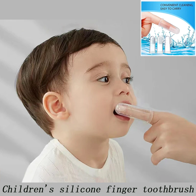 Baby silicone fingertip toothbrush, cleaning tongue coating and mouth, making babies healthier